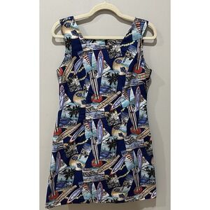 VTG Shannon Marie Made In Hawaii Tropical Island Surfboard Midi  Dress Medium 10